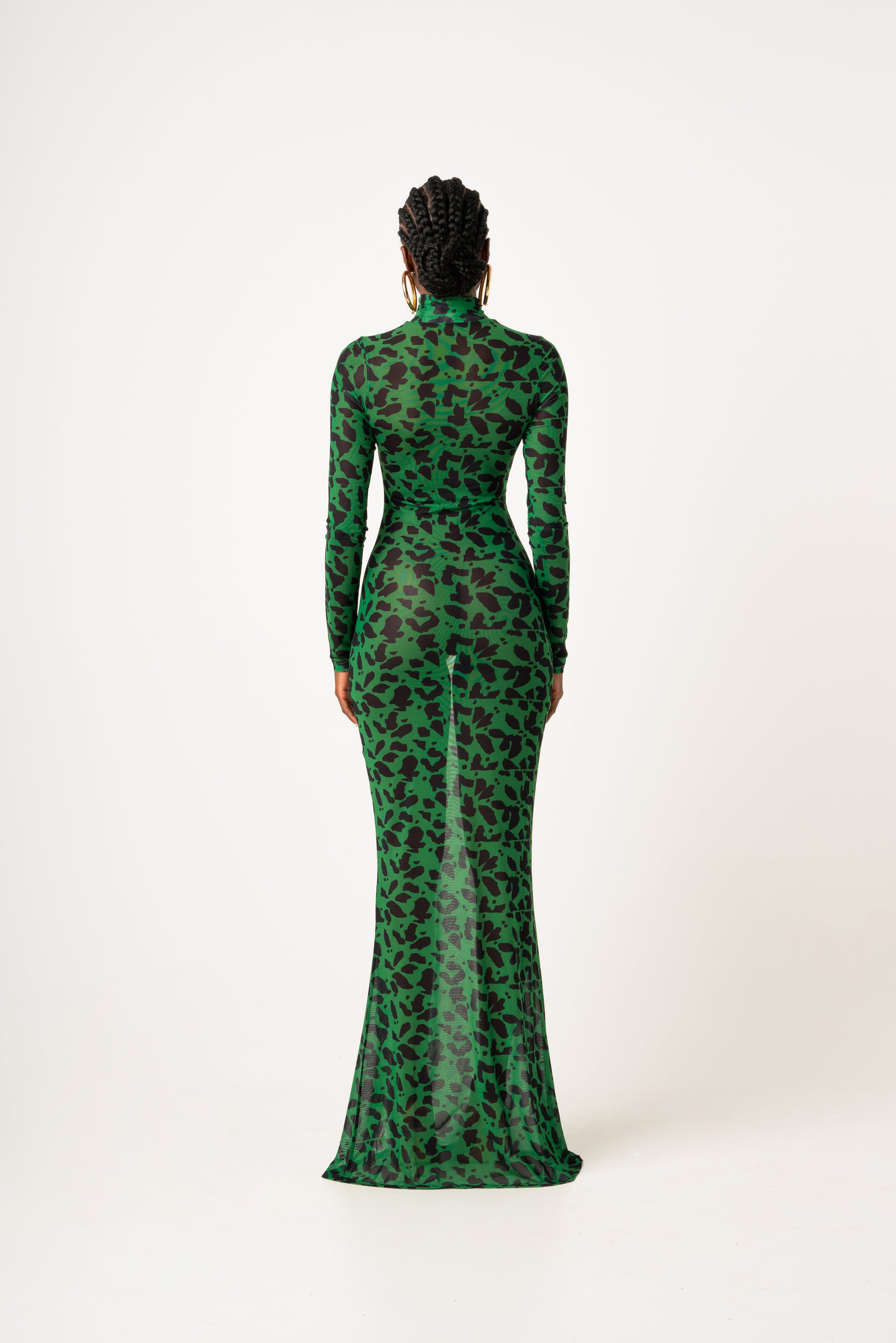 AZI LONG SLEEVE MAXI MESH DRESS