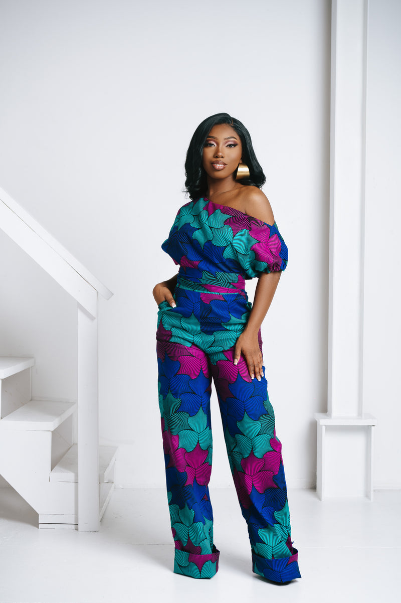 ZURI African print One Shoulder jumpsuit (3 LENGTH)