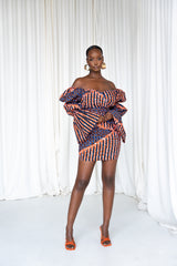 FIMI African Print Off-shoulder Puffy Sleeve Mini Dress
