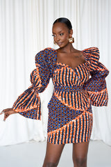 FIMI African Print Off-shoulder Puffy Sleeve Mini Dress