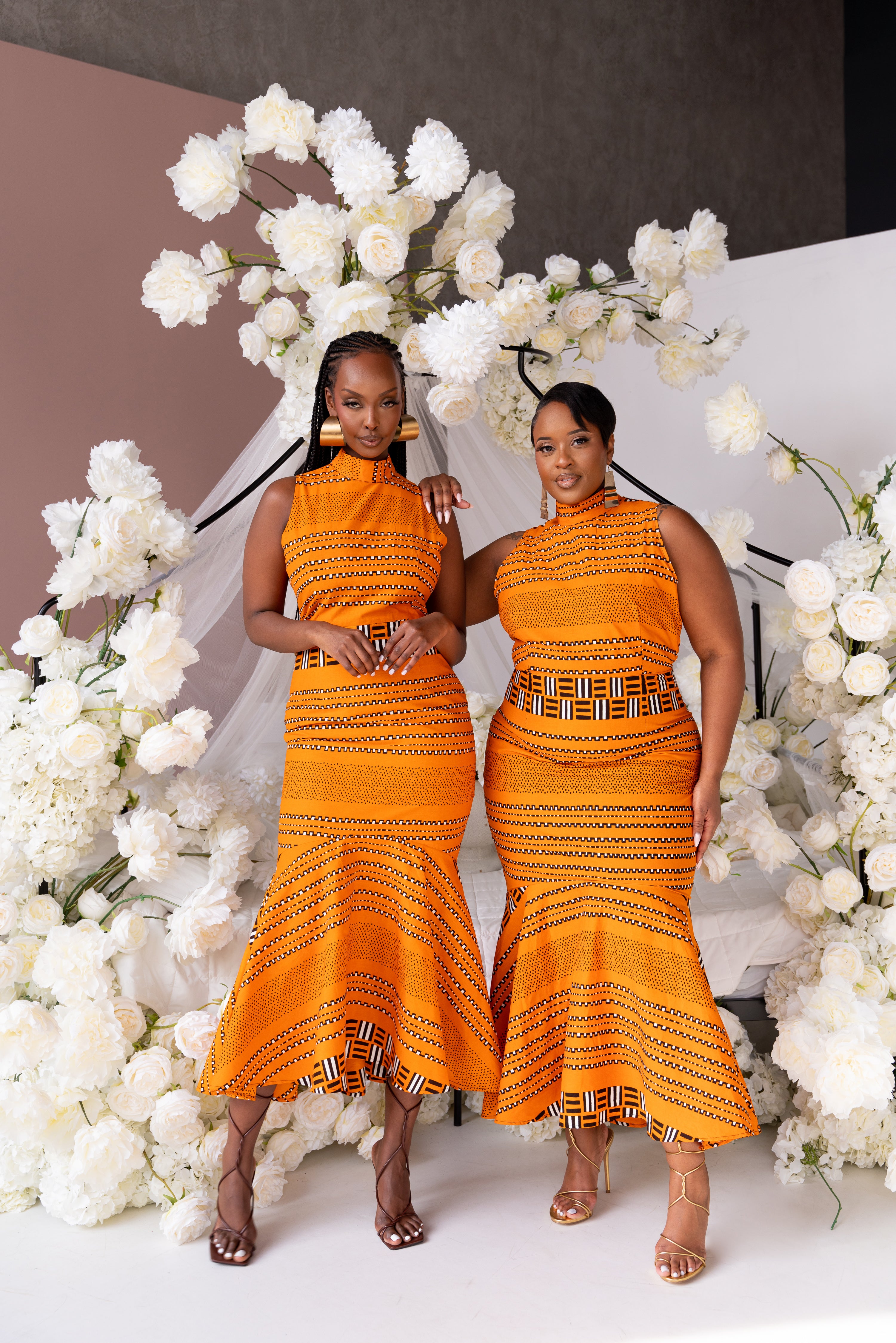FAWA African Print Maxi Mock Neck Peplum Dress