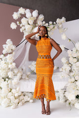 FAWA African Print Maxi Mock Neck Dress