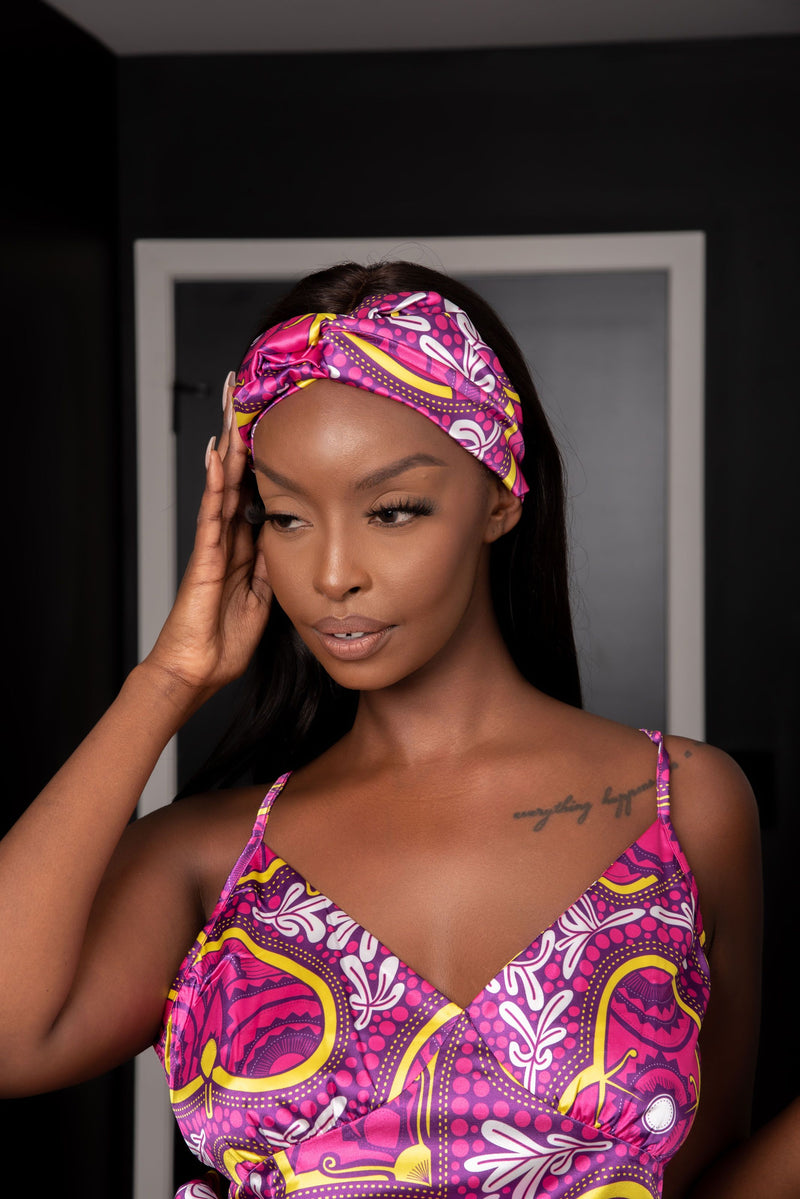BRIE African Print Silk-satin Headband