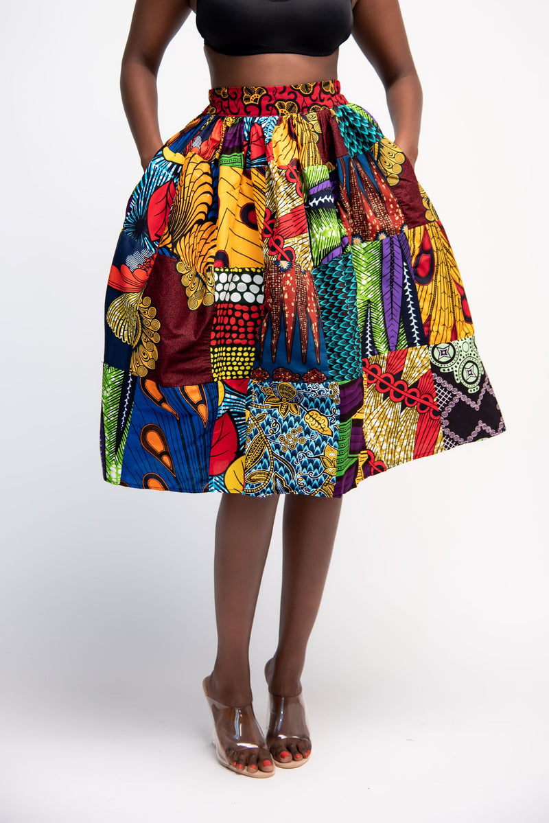 NANA PATCHWORK Midi Skirt