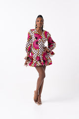 LADE African Print V-neck Peplum Mini Dress