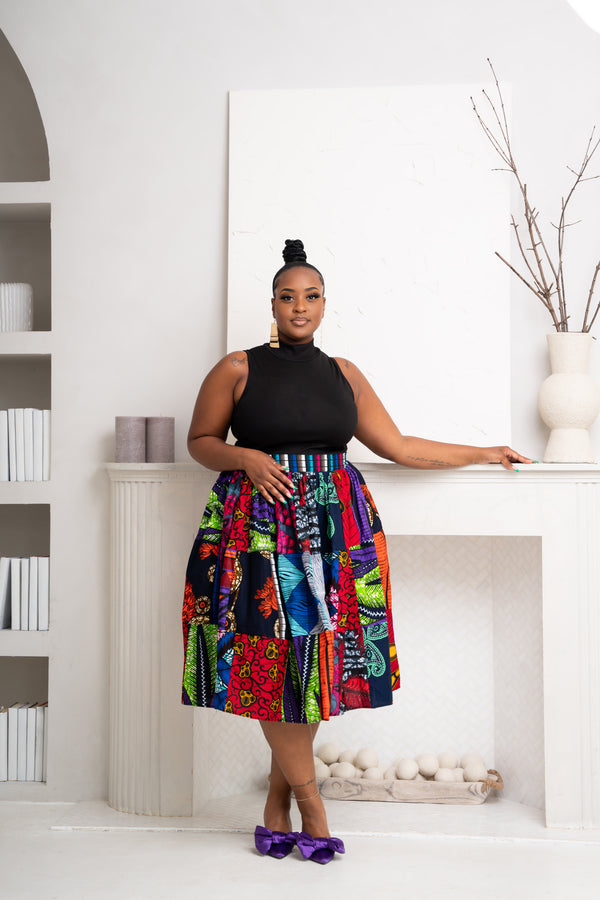 NANA PATCHWORK Midi Skirt