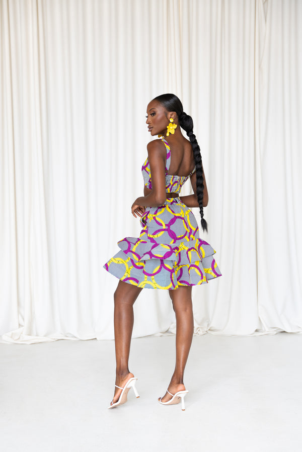 POSI African Print Layered Mini Skirt