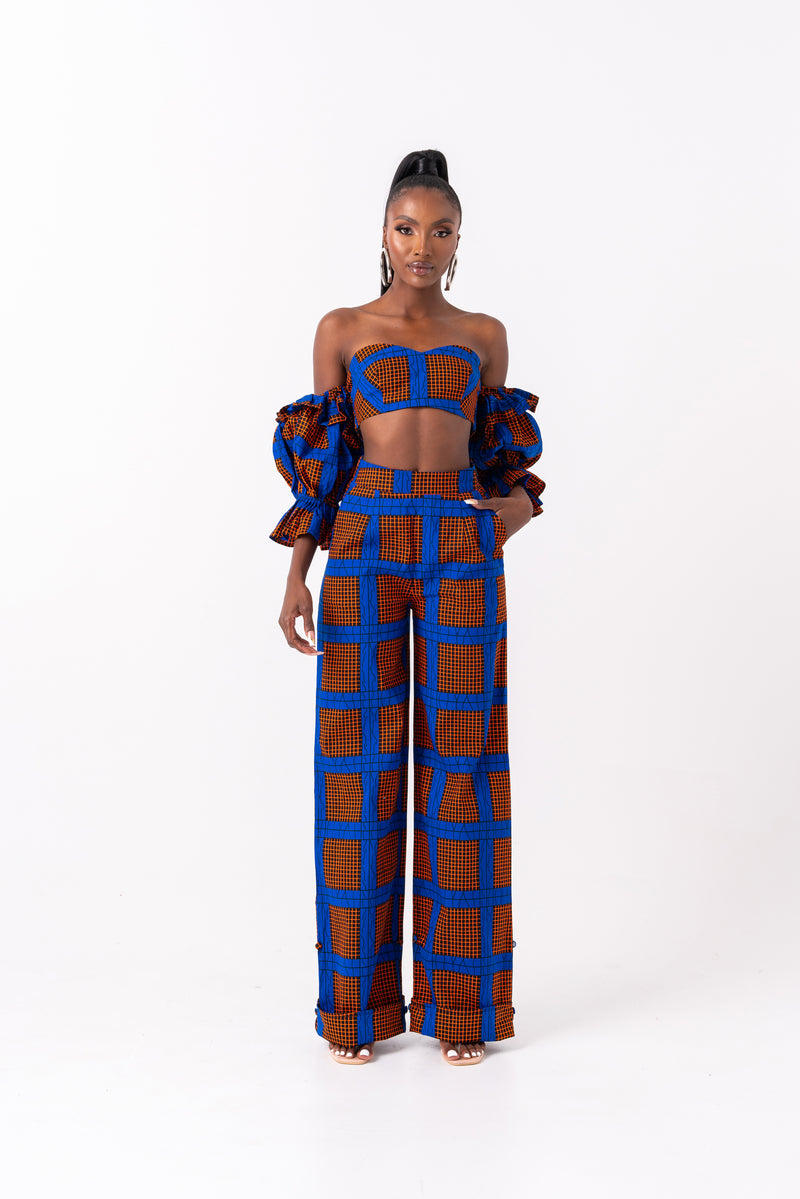 ADEBOLA African Print high waist trousers ( 3 LENGTH)
