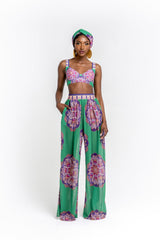 ENANG GREEN COVER UP TROUSERS