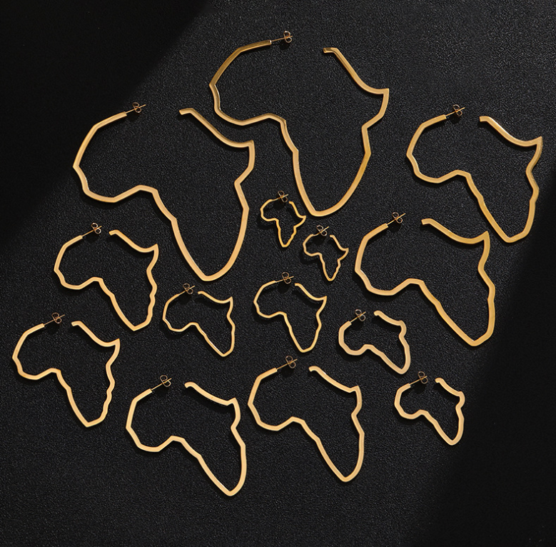African Map Earrings